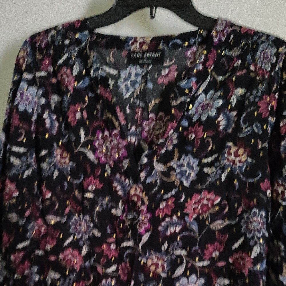 Lane Bryant Floral Blouse - Black and Pink
